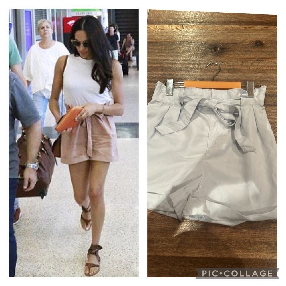 CLUB MONACO 4 Anree linen Short in pale blue  as seen on Meghan Markle.